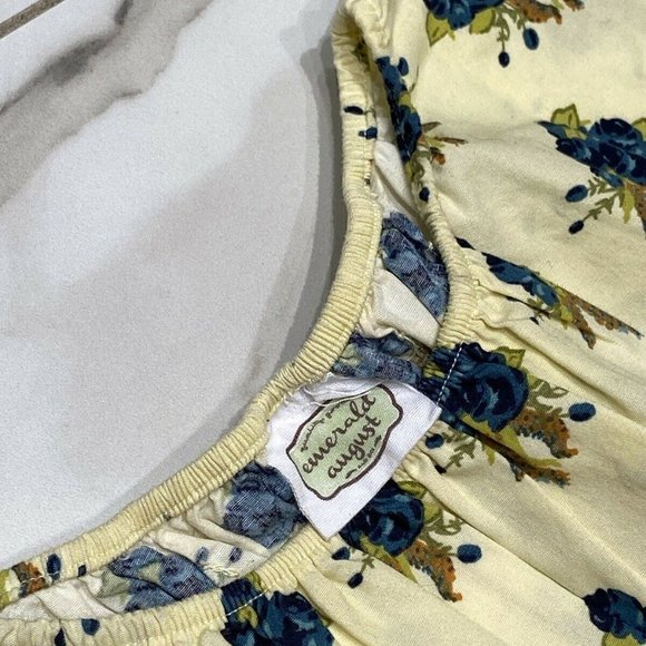 Emerald August Girls Sleeveless Yellow Dress With Flowers Size 5 - Picture 8 of 10